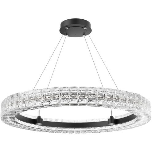 Asscher LED Matte Black Chandelier Ceiling Light, Ring