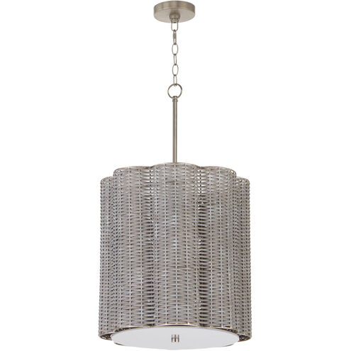 Boracay 4 Light 20.5 inch Brushed Grey Cane and Nickel Pendant Ceiling Light
