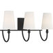 Cameron 3 Light 24 inch Matte Black Bathroom Vanity Light Wall Light, Essentials