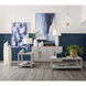 Sky Swell Navy with Off White and Silver Framed Wall Art