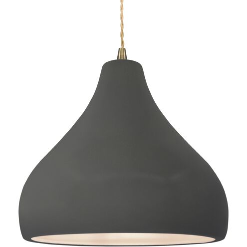 Radiance 1 Light 13.5 inch Antique Brass and Gloss Gray Pendant Ceiling Light