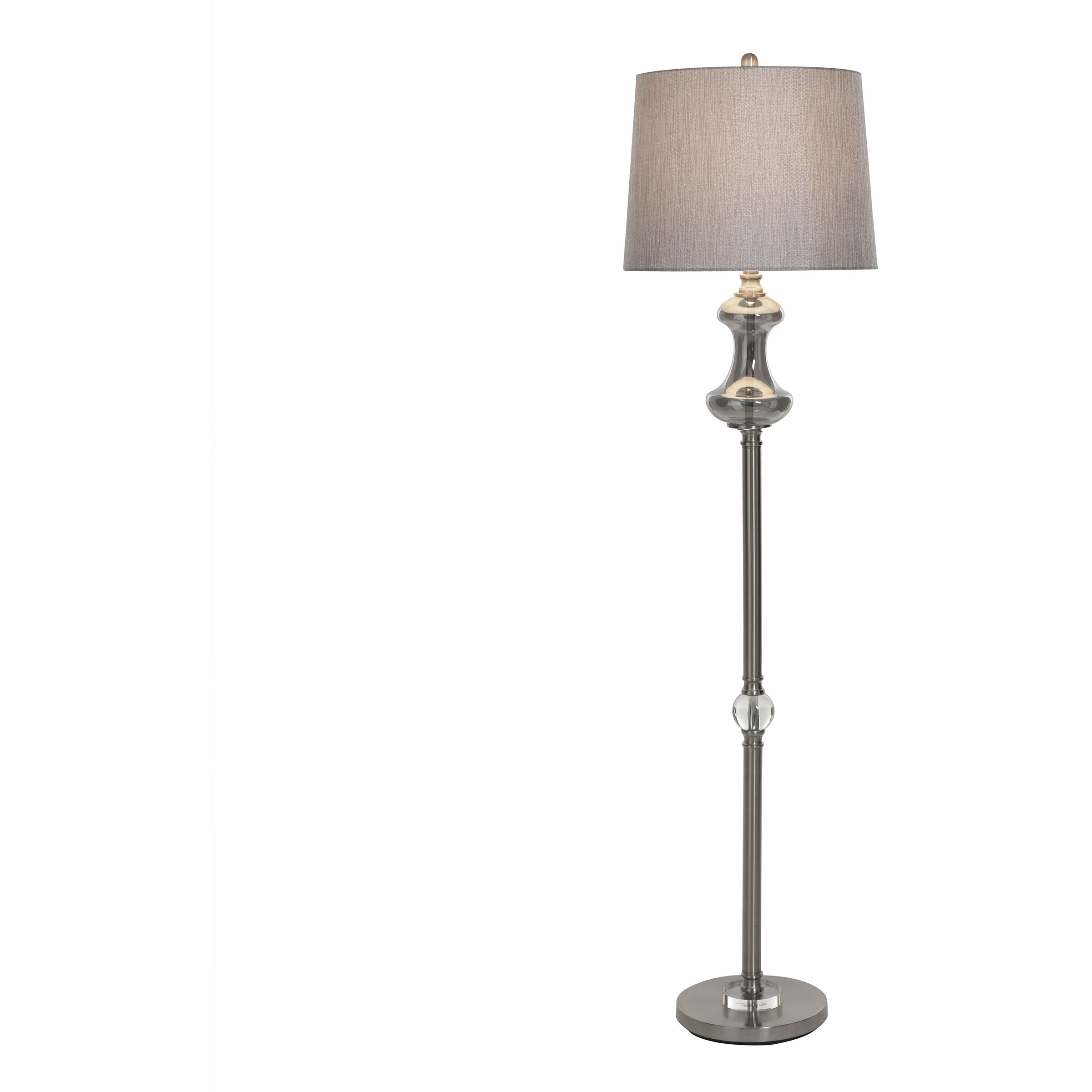 Callahan 62.5 inch 100 watt Brushed Nickel and Silver and Grey Floor Lamp Portable Light