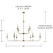 Presley 10 Light 56 inch Aged Brass Chandelier Ceiling Light