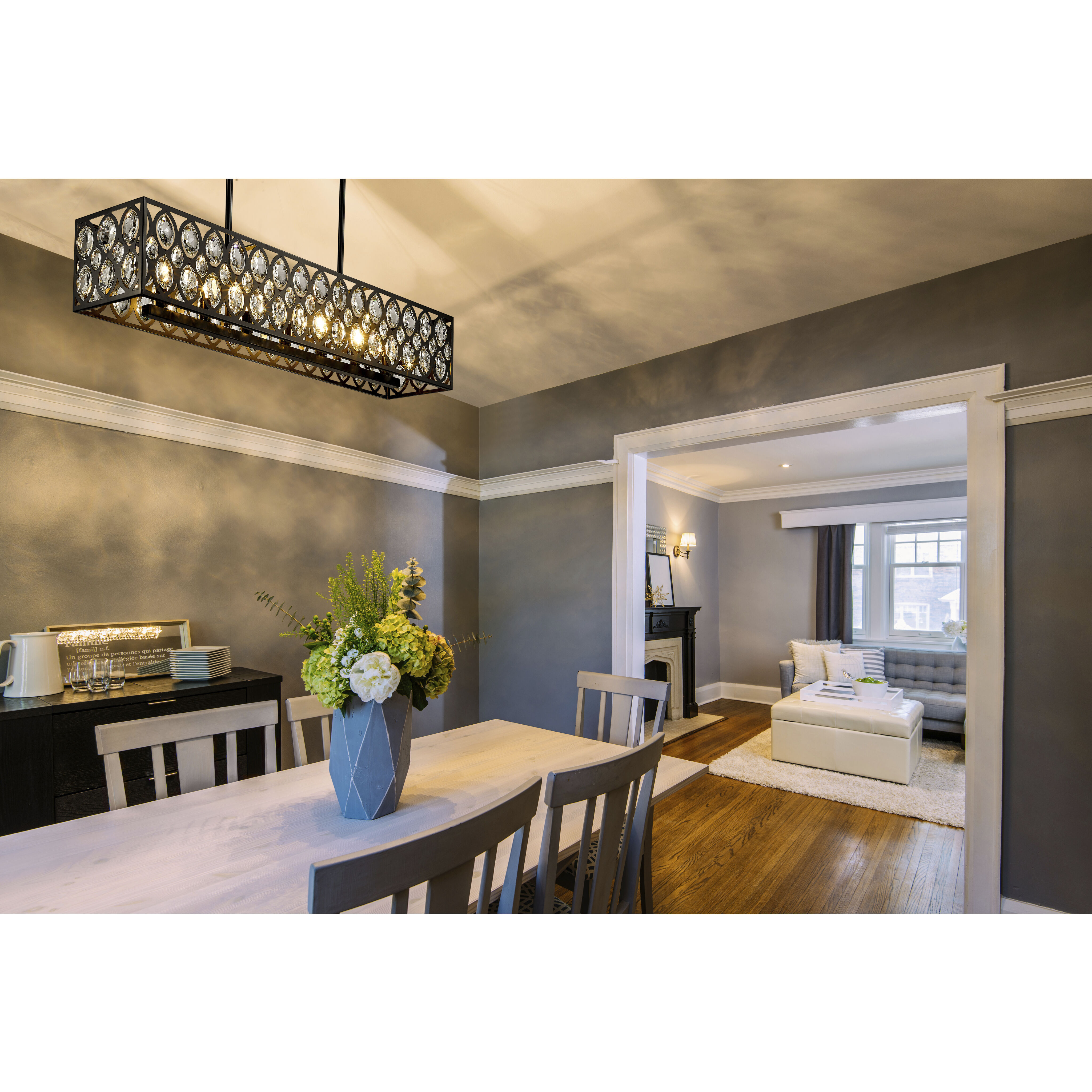 Dealey 7 Light 42.75 inch Matte Black Linear Chandelier Ceiling Light