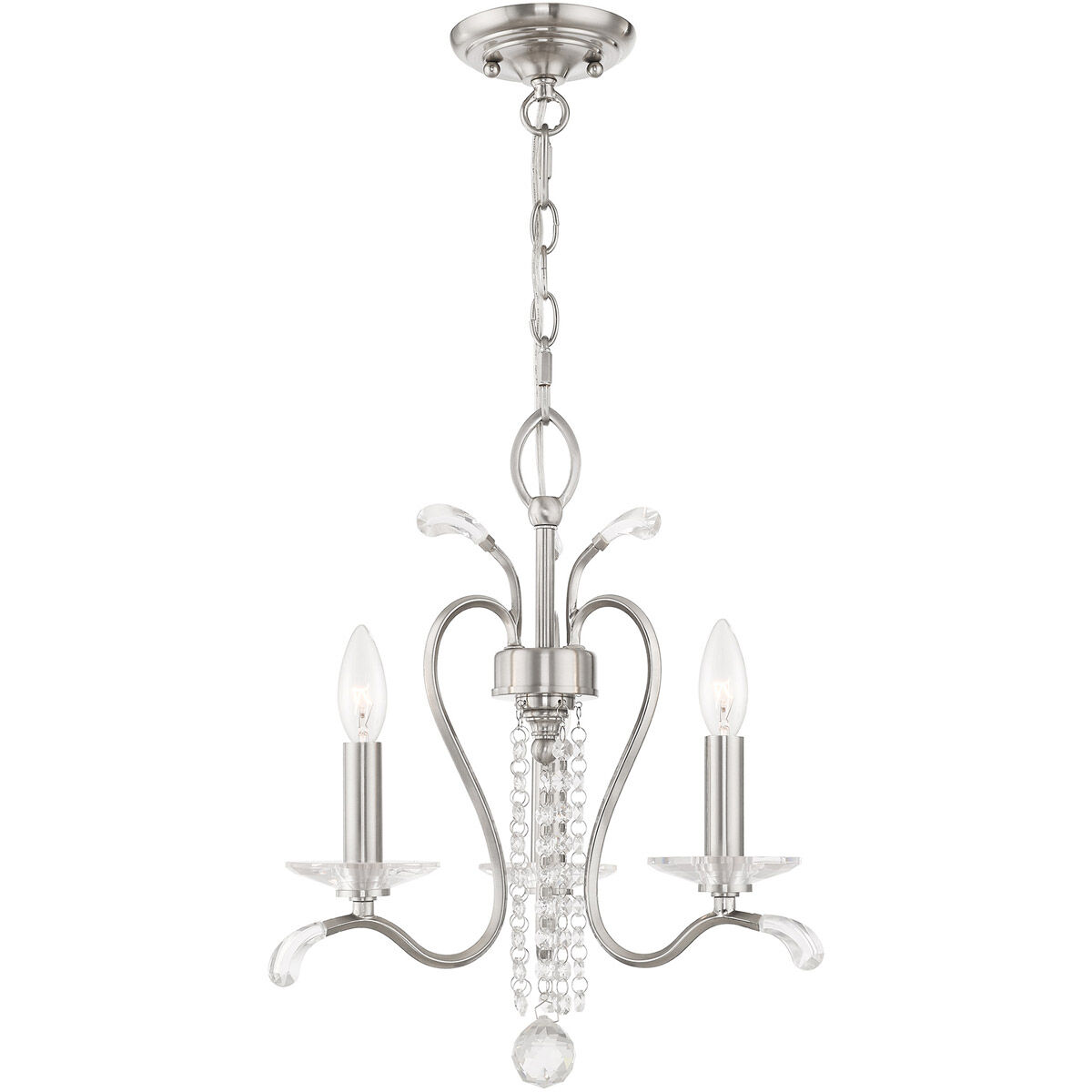 Serafina 3 Light 16.5 inch Brushed Nickel Convertible Mini Chandelier/Ceiling Mount Ceiling Light