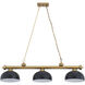 Cordon 3 Light 55.25 inch Heritage Brass Billiard Ceiling Light in Matte Black