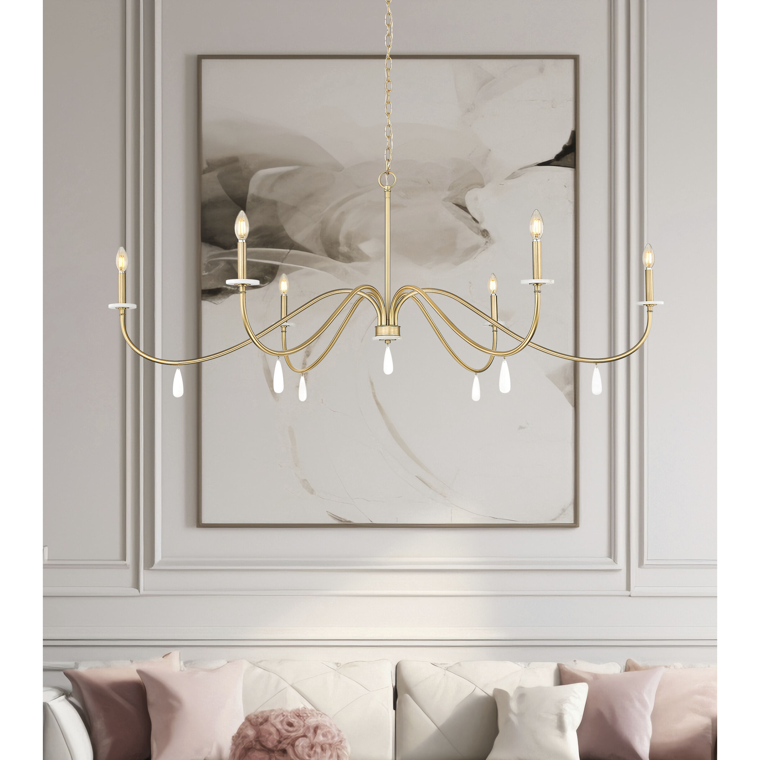 Toussant 6 Light 63 inch Mondern Gold Chandelier Ceiling Light in Modern Gold