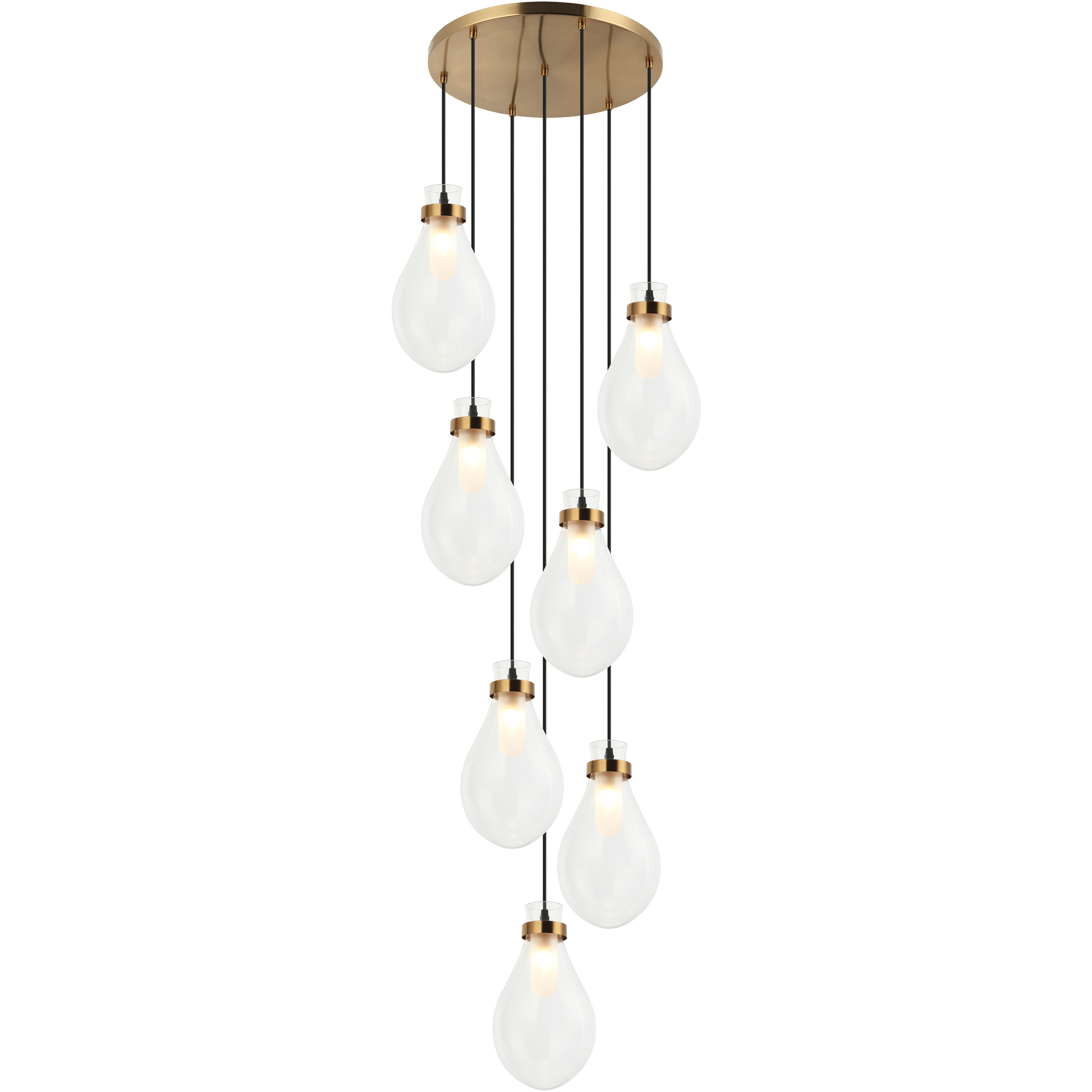 Seranna 7 Light 22.38 inch Aged Gold Brass Pendant Ceiling Light