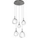 Gem LED 22 inch Graphite Chandelier Ceiling Light in 3000K LED, Clear, Round Multi-Port