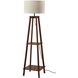 Kirby 59.75 inch 150.00 watt Walnut Wood Shelf Floor Lamp Portable Light