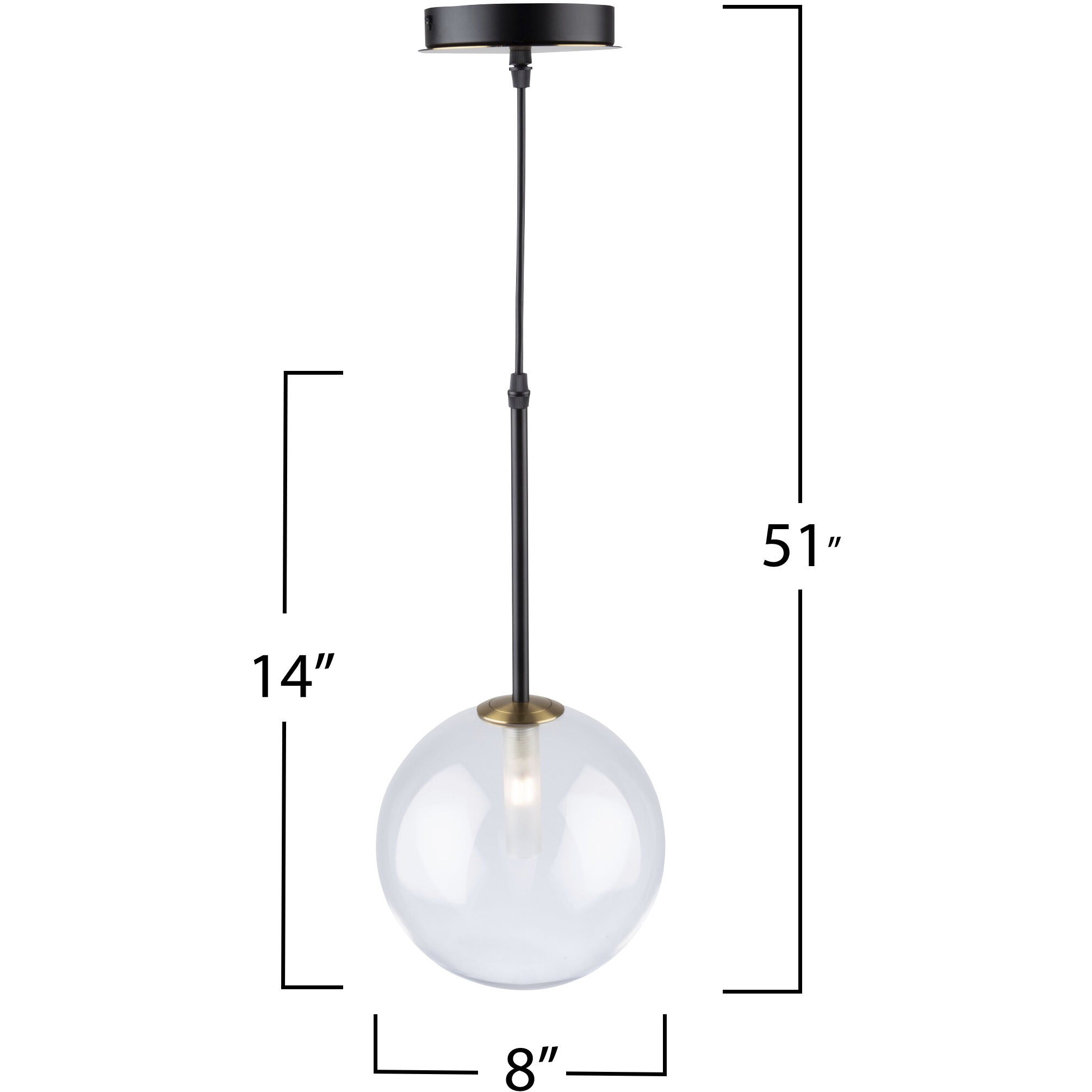 Aurelia 1 Light 8 inch Matte Black and Brass Pendant Ceiling Light