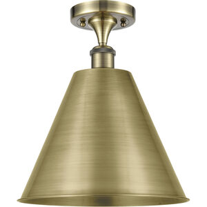 Ballston Cone 1 Light 12 inch Antique Brass Semi-Flush Mount Ceiling Light