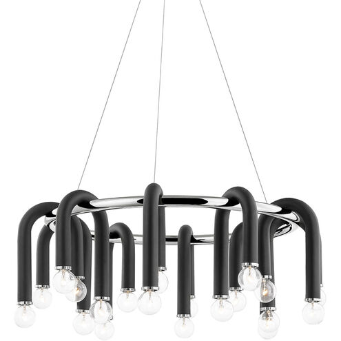 Whit 20 Light 29 inch Polished Nickel/Black Chandelier Ceiling Light