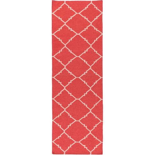 Frontier 96 X 30 inch Bright Red, Ivory Rug