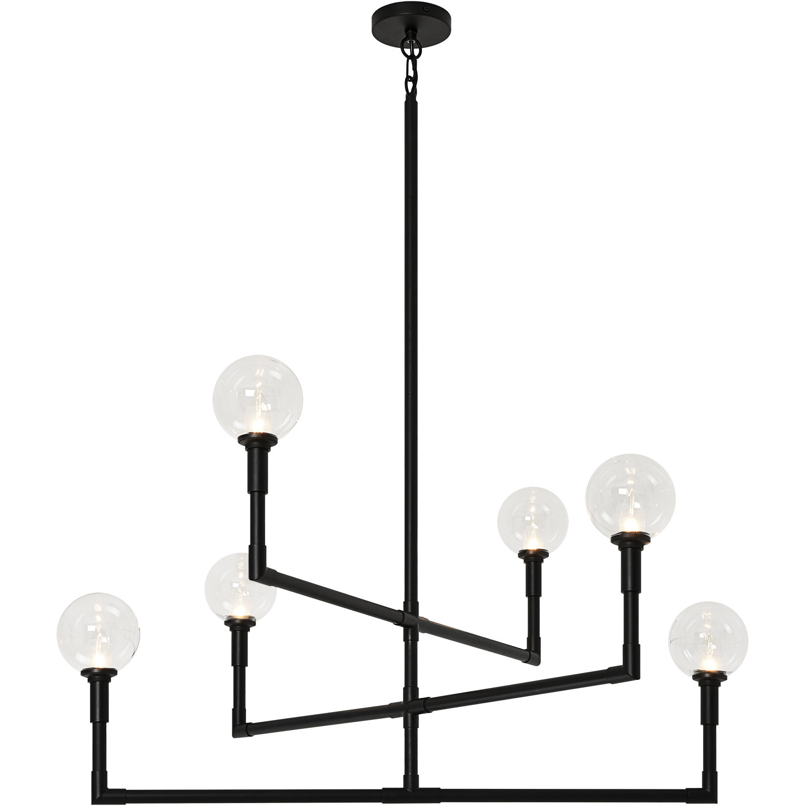 Candlestix 6 Light 37.88 inch Black Chandelier Ceiling Light in Black and Clear