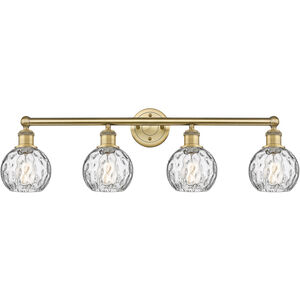 Athens Water Glass 4 Light 33 inch Brushed Brass and Clear Water Glass Bath Vanity Light Wall Light
