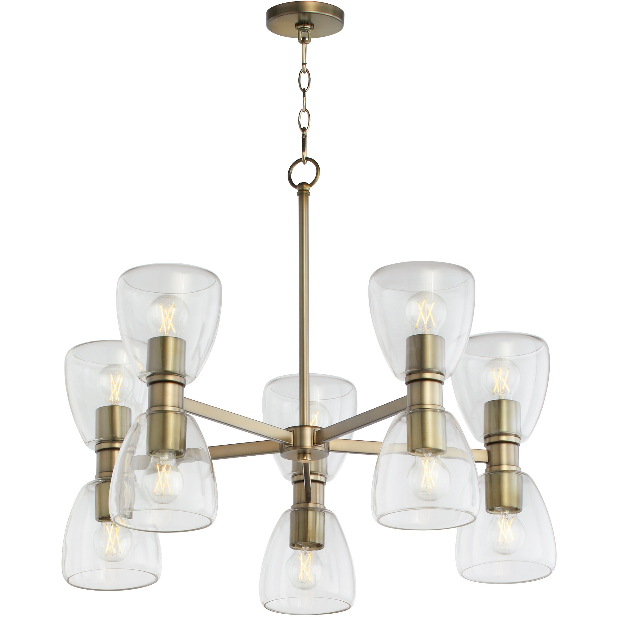 Relo 10 Light 30 inch Dark Brass Chandelier Ceiling Light