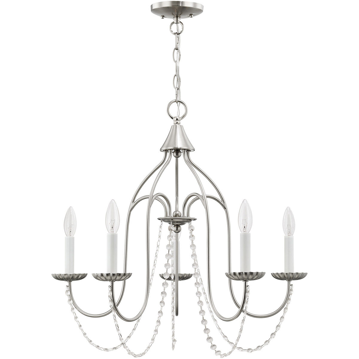 Alessia 5 Light 24 inch Brushed Nickel Chandelier Ceiling Light