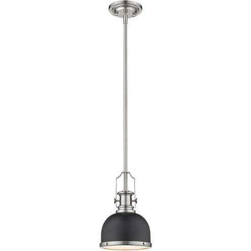 Melange 1 Light 8.25 inch Matte Black and Brushed Nickel Pendant Ceiling Light in Matte Black Metal and Glass