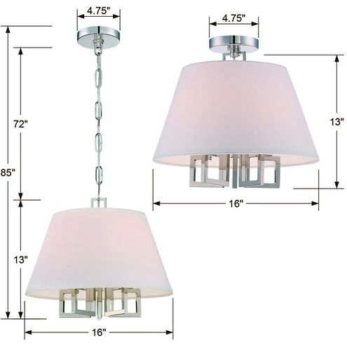 Westwood 5 Light 16 inch Polished Nickel Semi Flush Ceiling Light