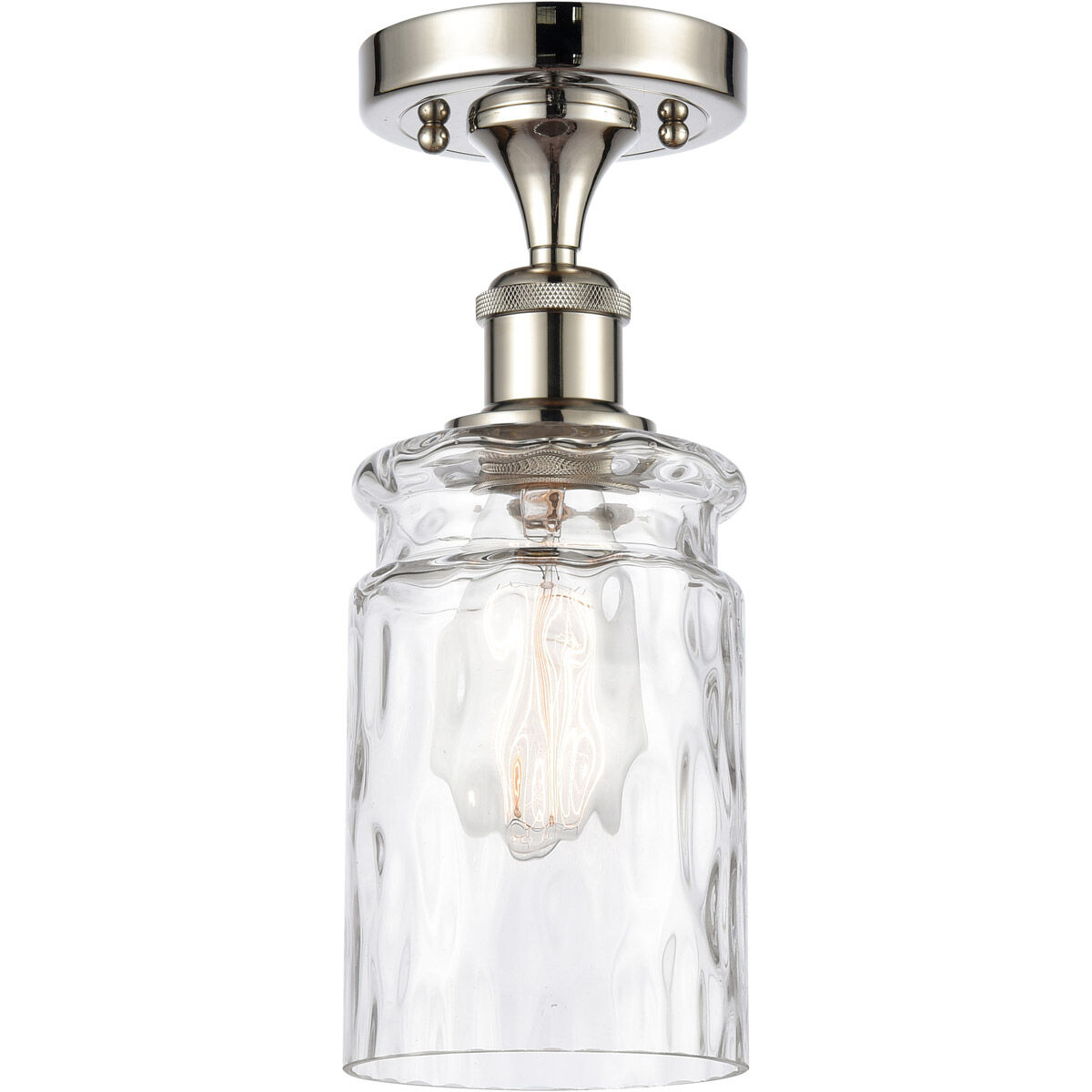 Ballston Candor 1 Light 5 inch Polished Nickel Semi-Flush Mount Ceiling Light in Clear Waterglass, Ballston