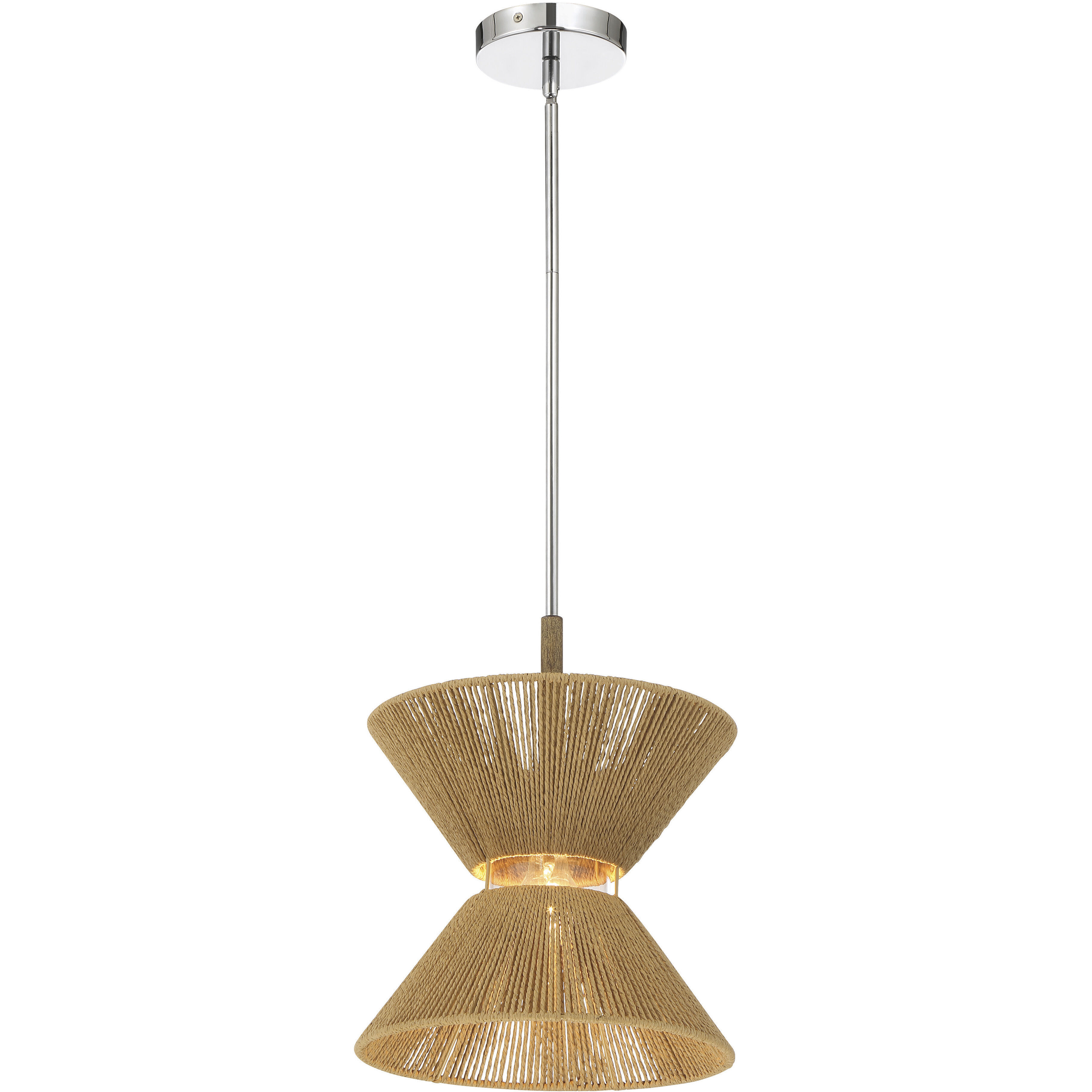 Serena 1 Light 12.13 inch Chrome/Walnut Pendant Ceiling Light in Chrome and Walnut