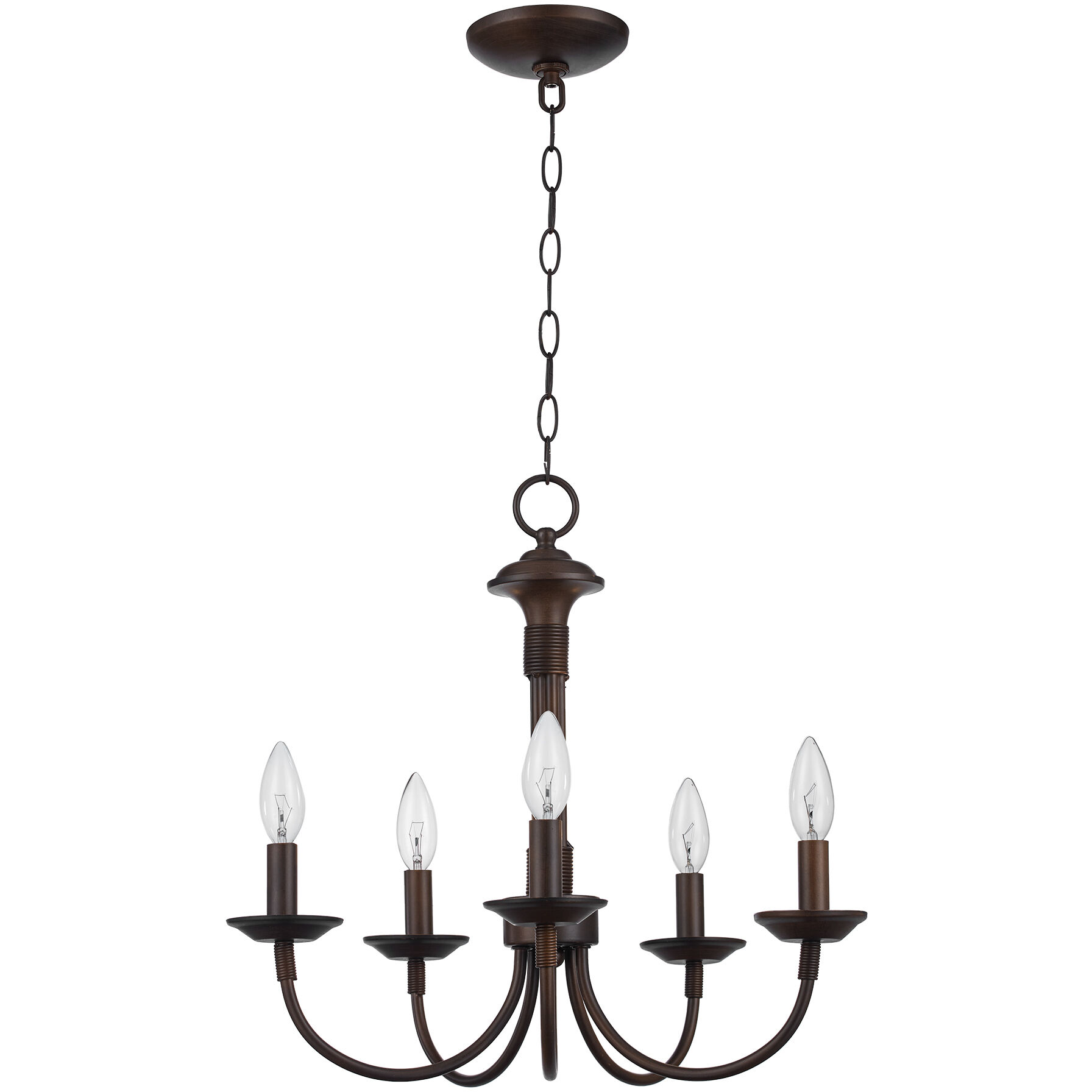Candle 5 Light 19 inch Rubbed Oil Bronze Chandelier Ceiling Light
