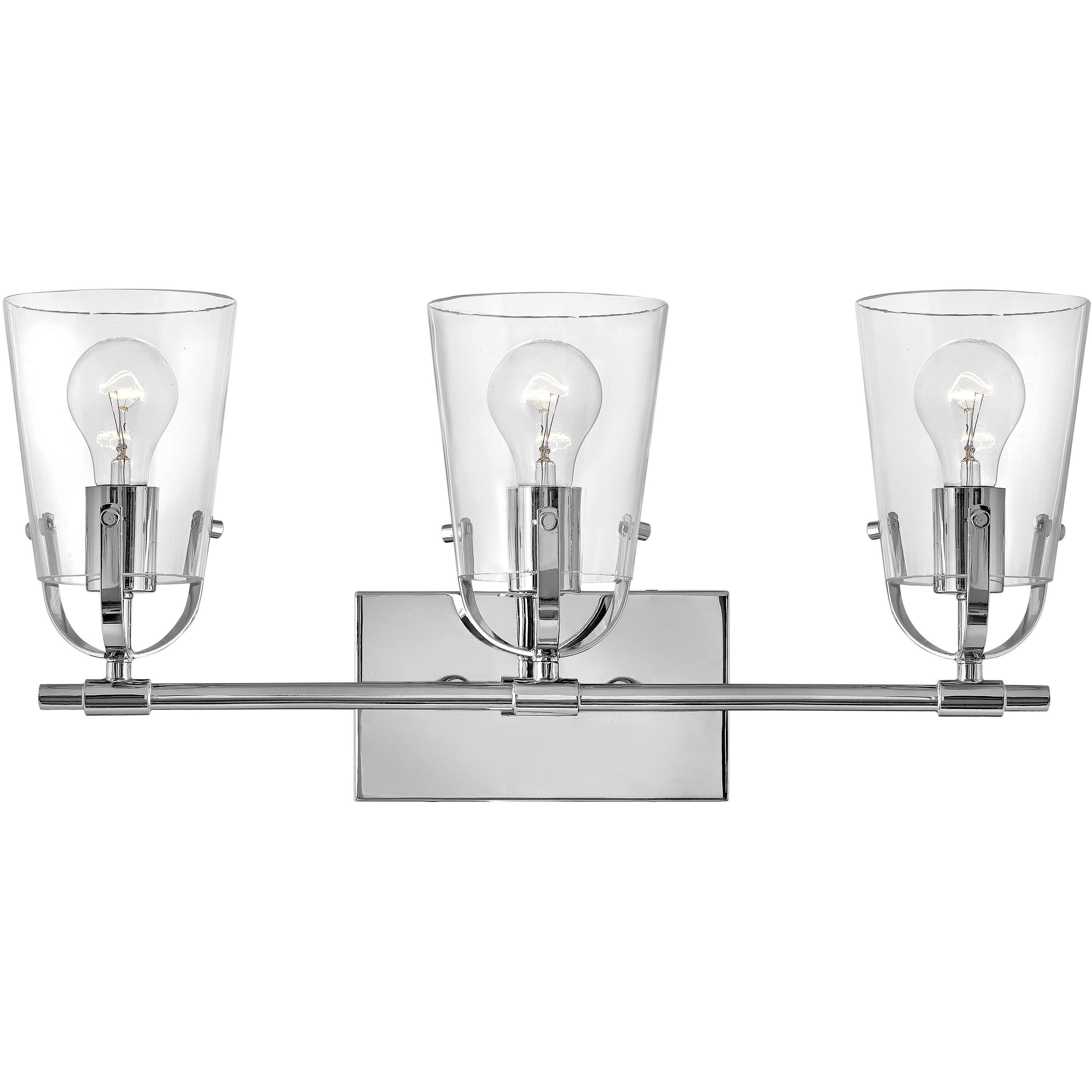 Foster 3 Light 22.75 inch Chrome Vanity Light Wall Light in Clear