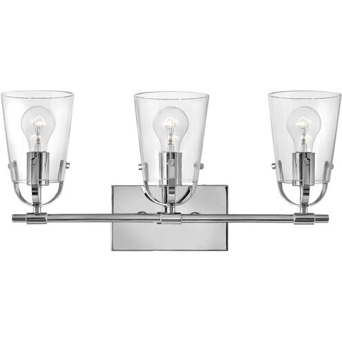Foster 3 Light 22.75 inch Chrome Vanity Light Wall Light in Clear