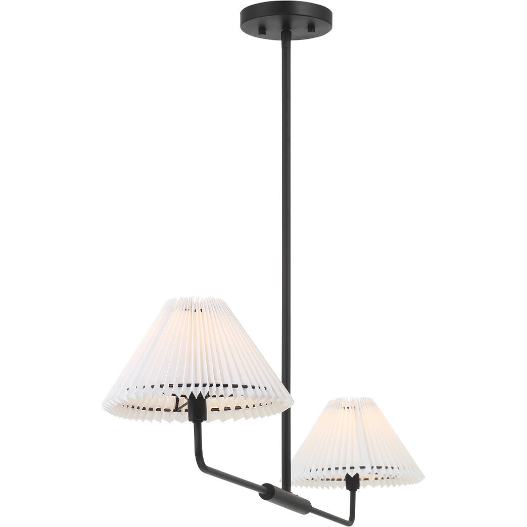 Stella 2 Light 44 inch Matte Black Linear Chandelier Ceiling Light