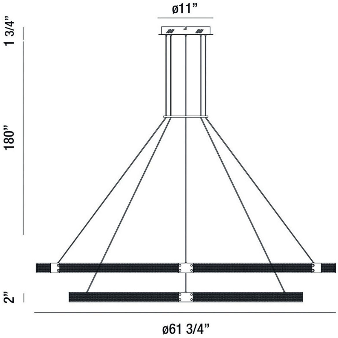 Admiral LED 61.75 inch Gold and Black Chandelier Ceiling Light, Large