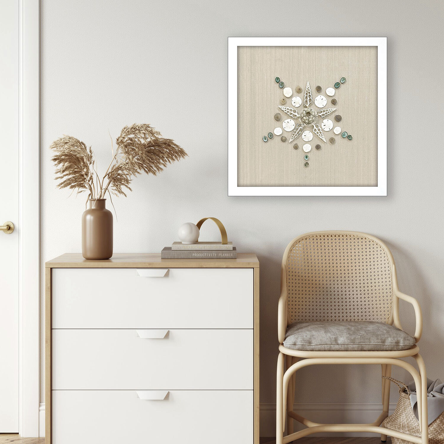 Caparazon Brown and Neutral and White Framed Art