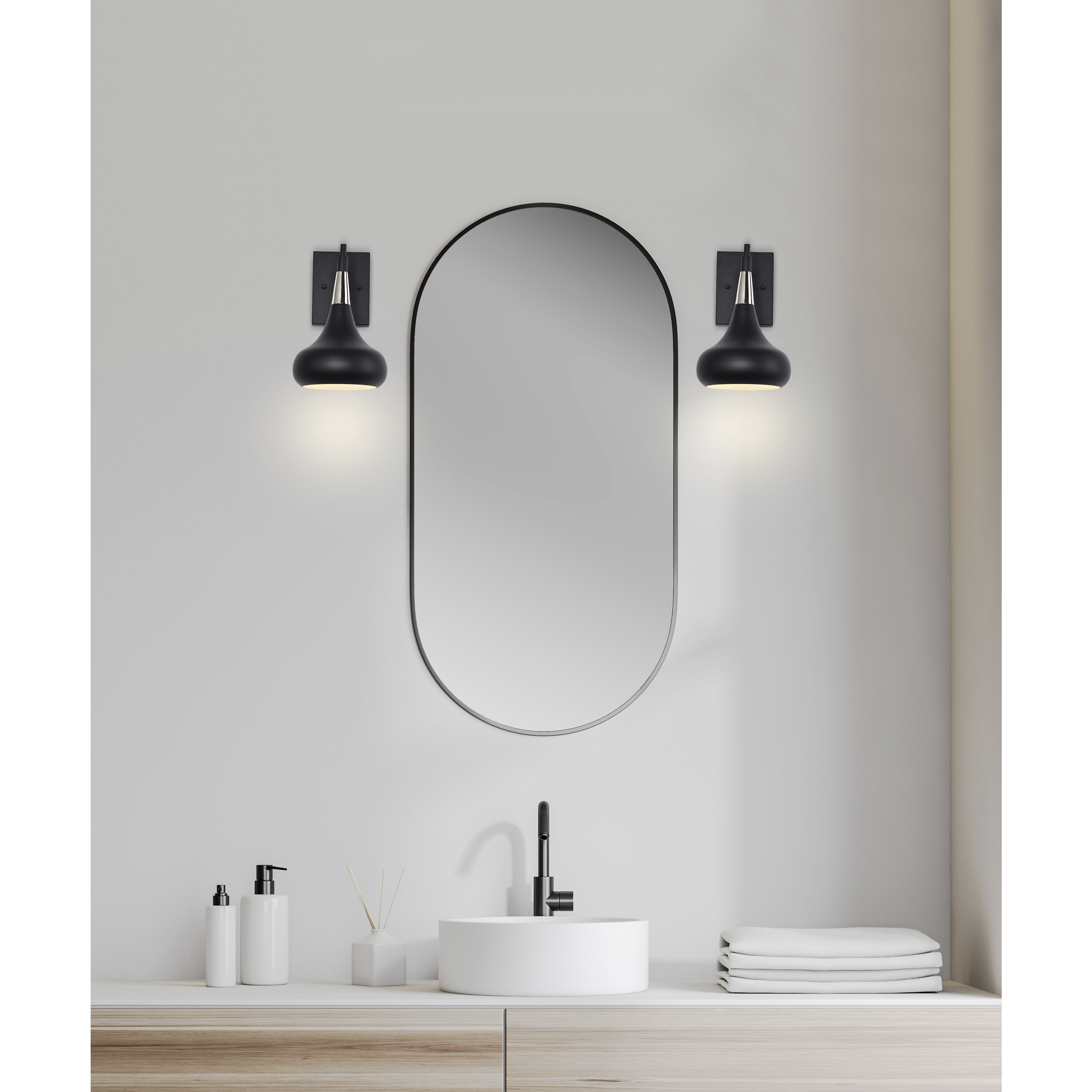 Phoenix 1 Light 7 inch Matte Black/Polished Nickel Bathroom Vanity Lights Wall Light