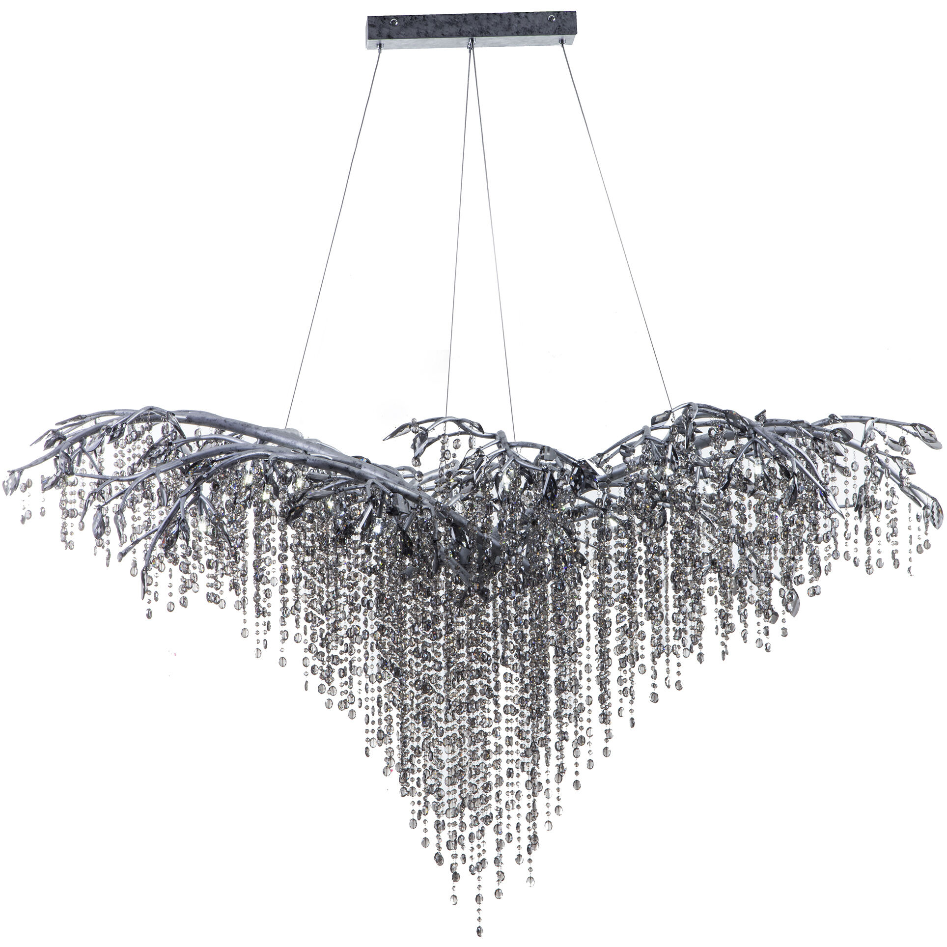 Canada LED 43.3 inch Antique Silver Chandelier Ceiling Light, Crystal