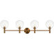 Cosmo 4 Light 36 inch Aged Gold Brass Wall Sconce Wall Light in Aged Gold Brass and Clear