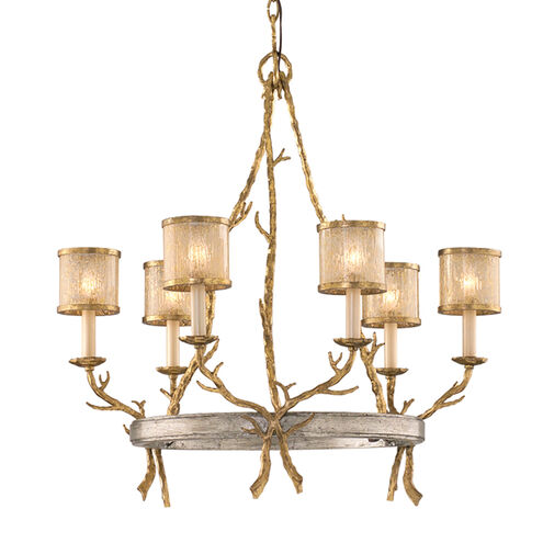 Parc Royale 6 Light 29 inch Vintage Gold Leaf Chandelier Ceiling Light