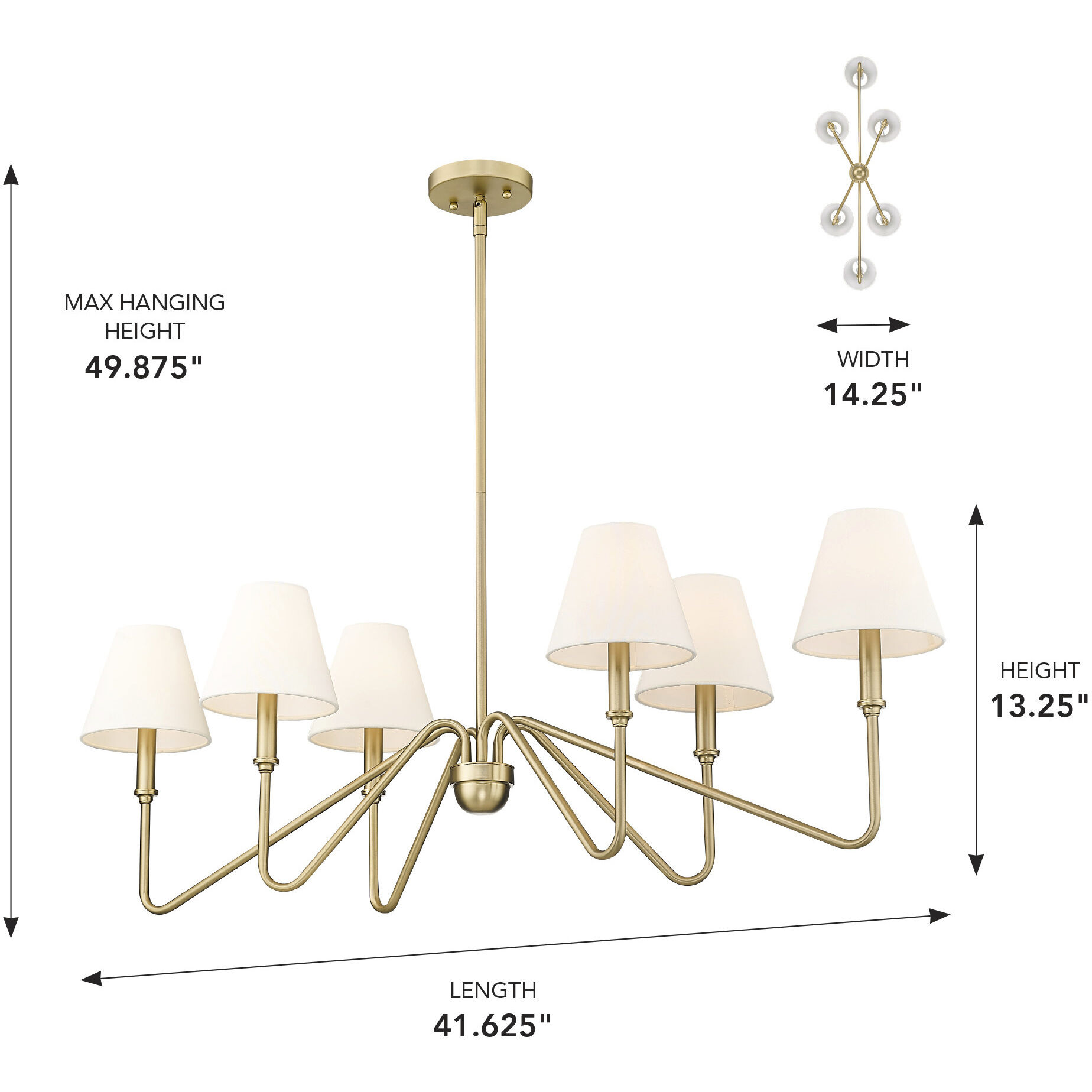 Yep Kennedy Island Light Ceiling Light in Brushed Champagne Brass, Ivory Linen