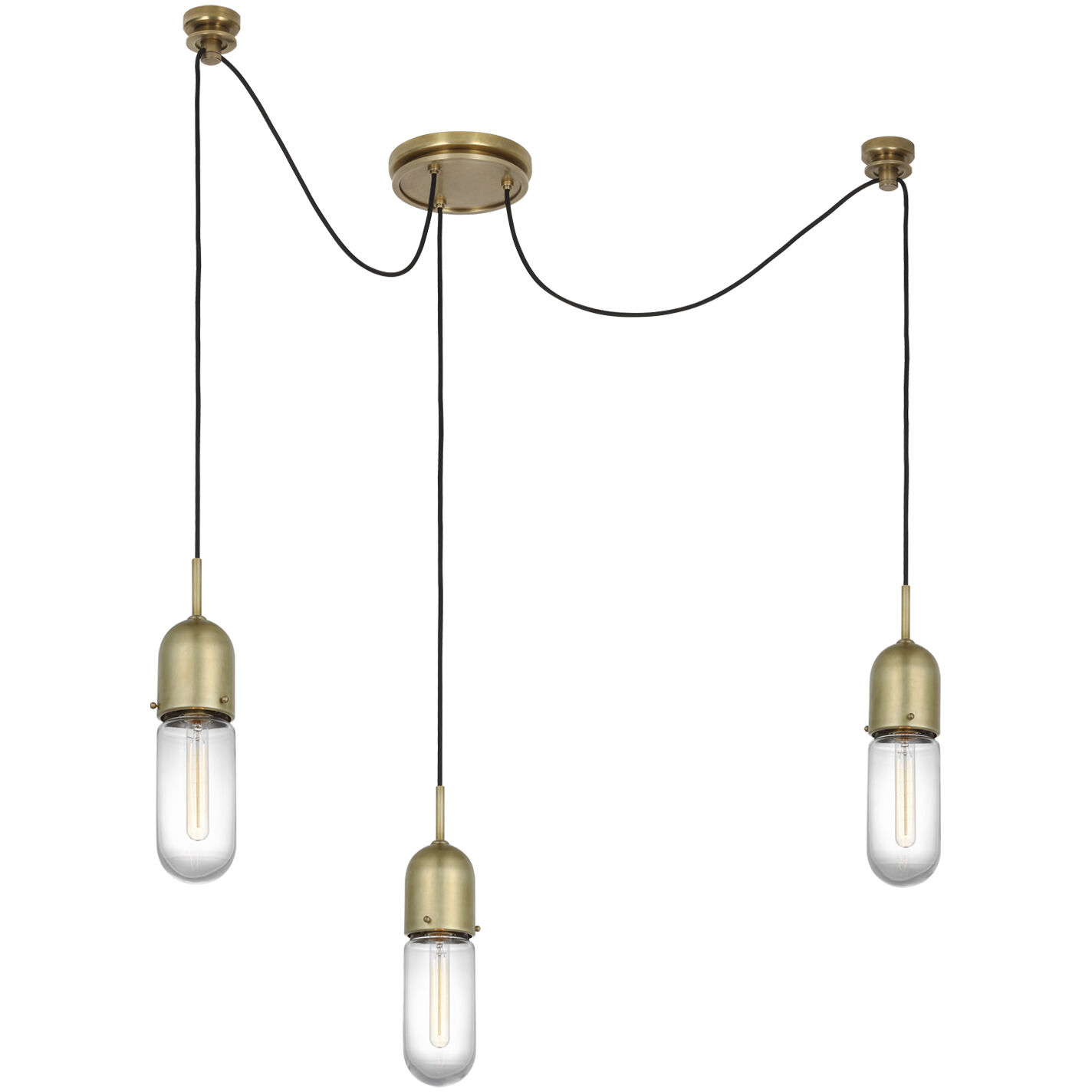 Thomas O'Brien Junio LED 8.75 inch Hand-Rubbed Antique Brass Pendant Ceiling Light in Clear Glass