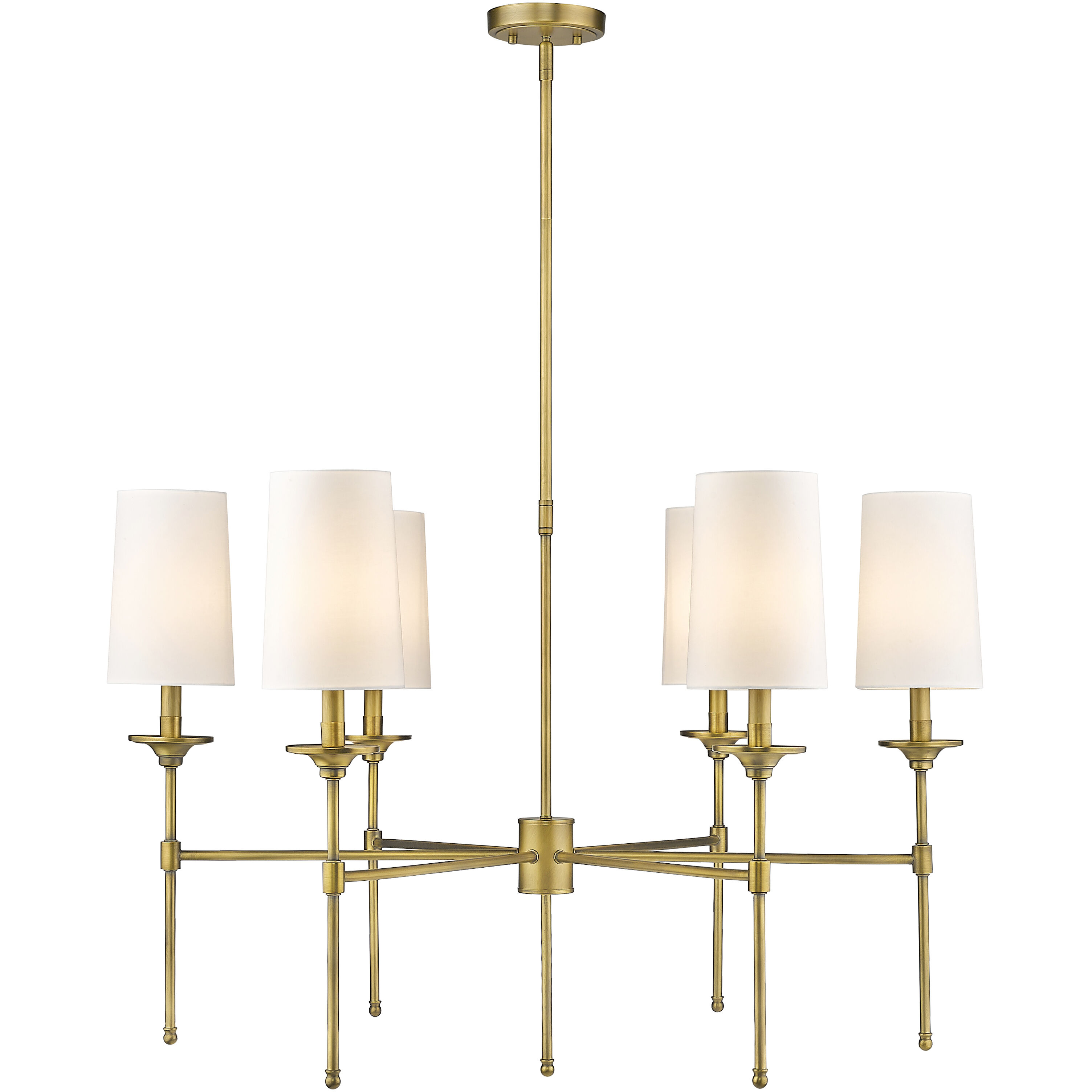 Emily 6 Light 38 inch Rubbed Brass Chandelier Ceiling Light