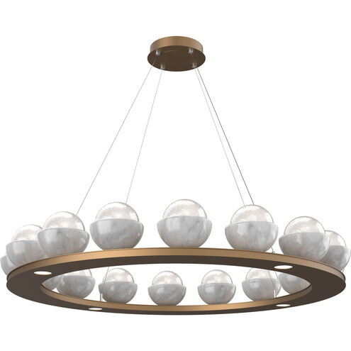 Cabochon LED Novel Brass with White Marble Chandelier Ceiling Light in 3000K LED, Opal White