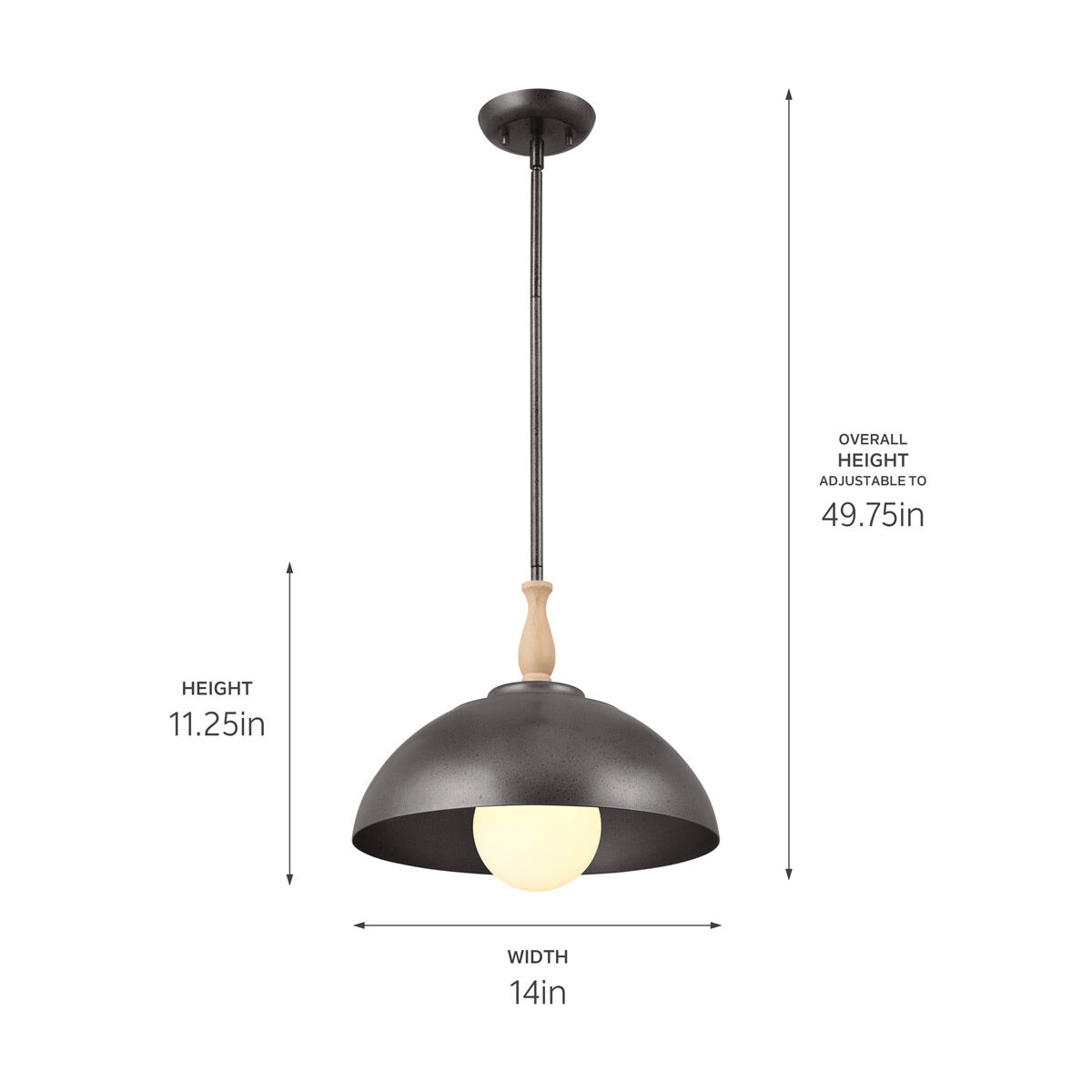 Homestead Fira 1 Light 14 inch Anvil Iron Pendant Ceiling Light, Fira