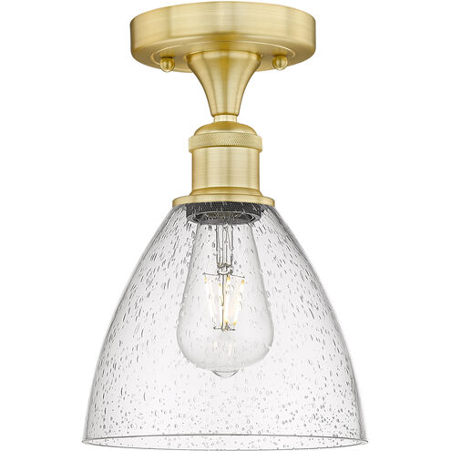 Bristol Glass 1 Light 7.5 inch Satin Gold Semi-Flush Mount Ceiling Light