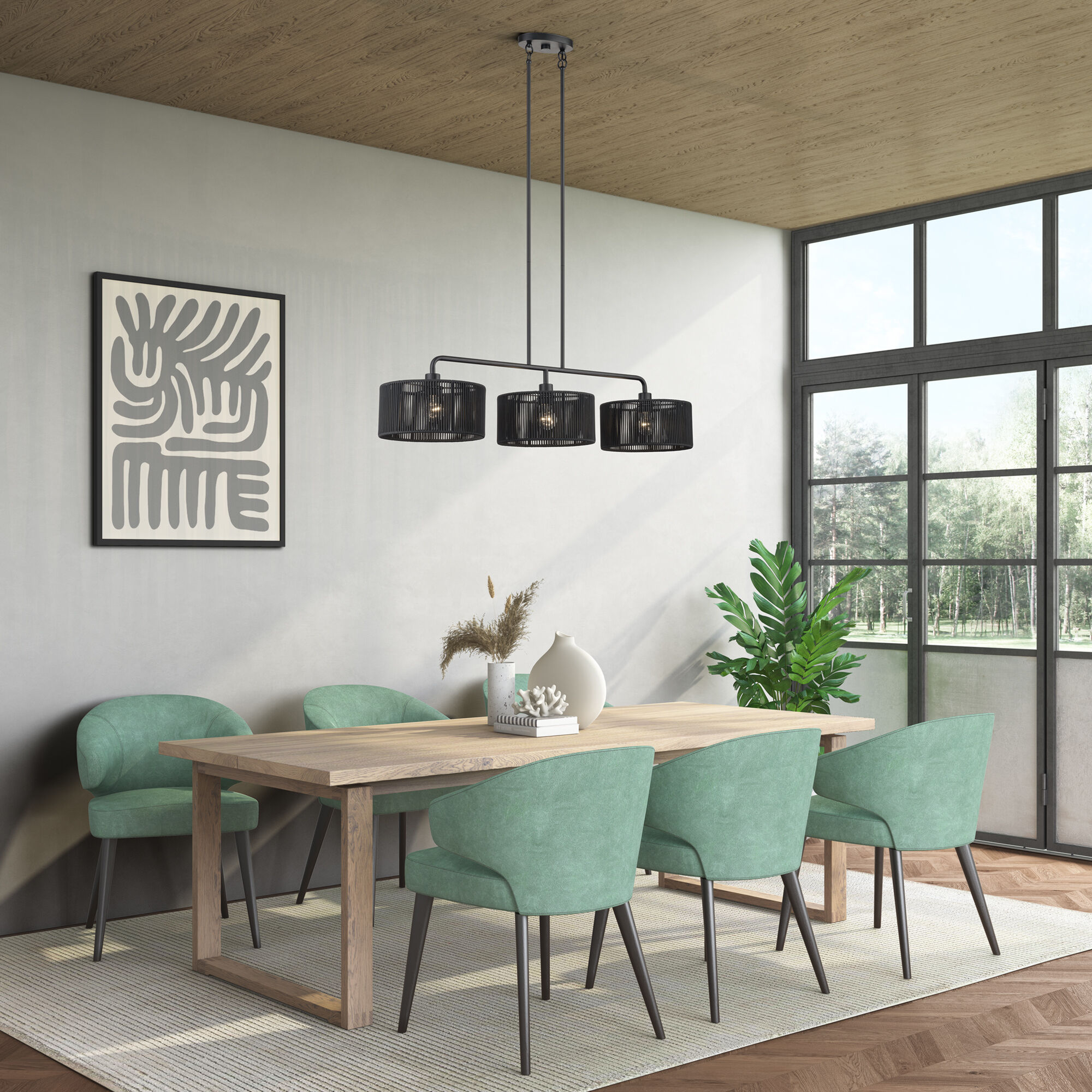 Acordia 3 Light 46 inch Black Linear Chandelier Ceiling Light, Extra Large