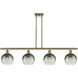 Ballston Brookhaven Globe Island Light Ceiling Light in Antique Brass, Slate Glass