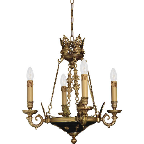 Metropolitan Collection 4 Light 19 inch Dore Gold with Black Accents Chandelier Ceiling Light, Vintage