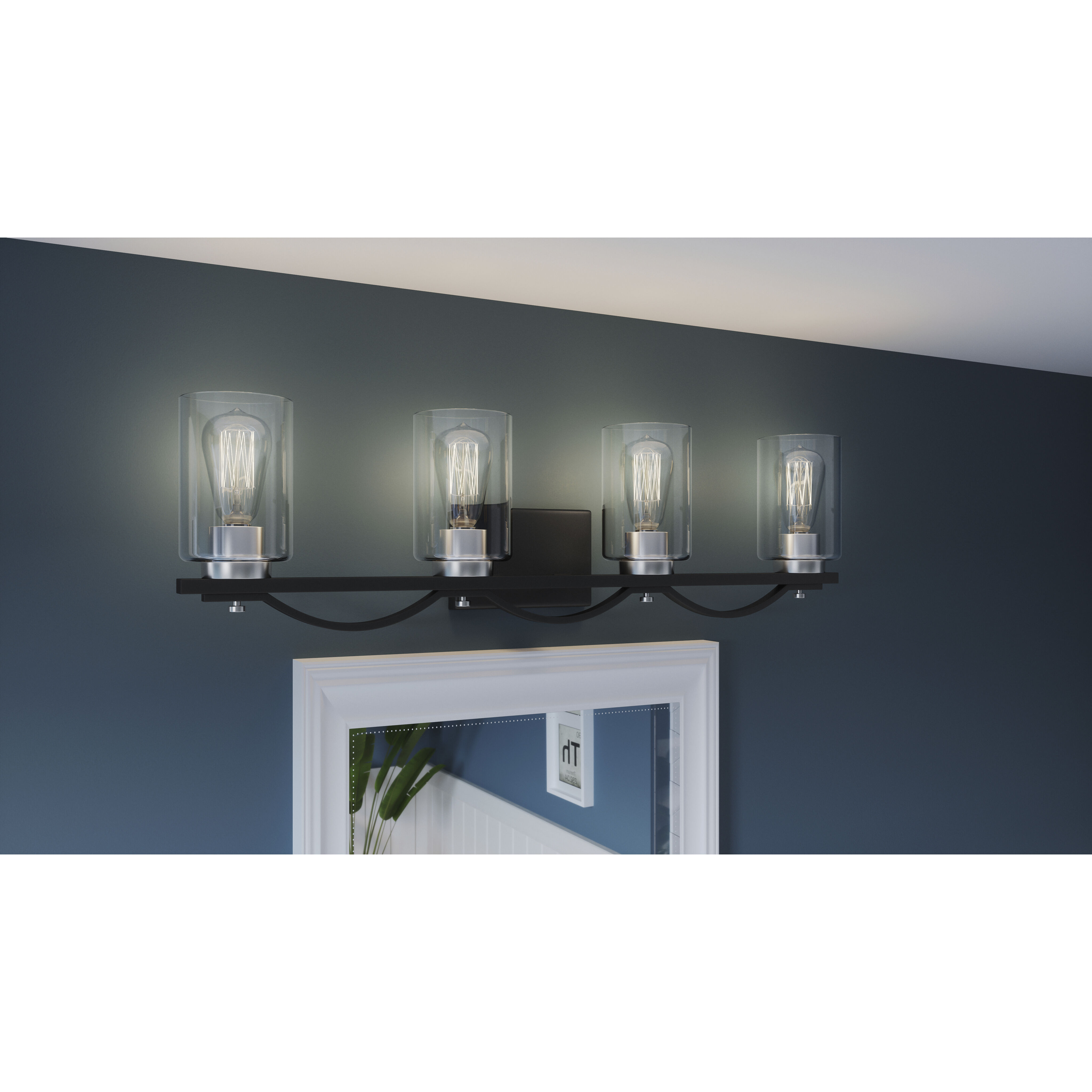 Salem 4 Light 30 inch Matte Black Bath Light Wall Light, Extra Large