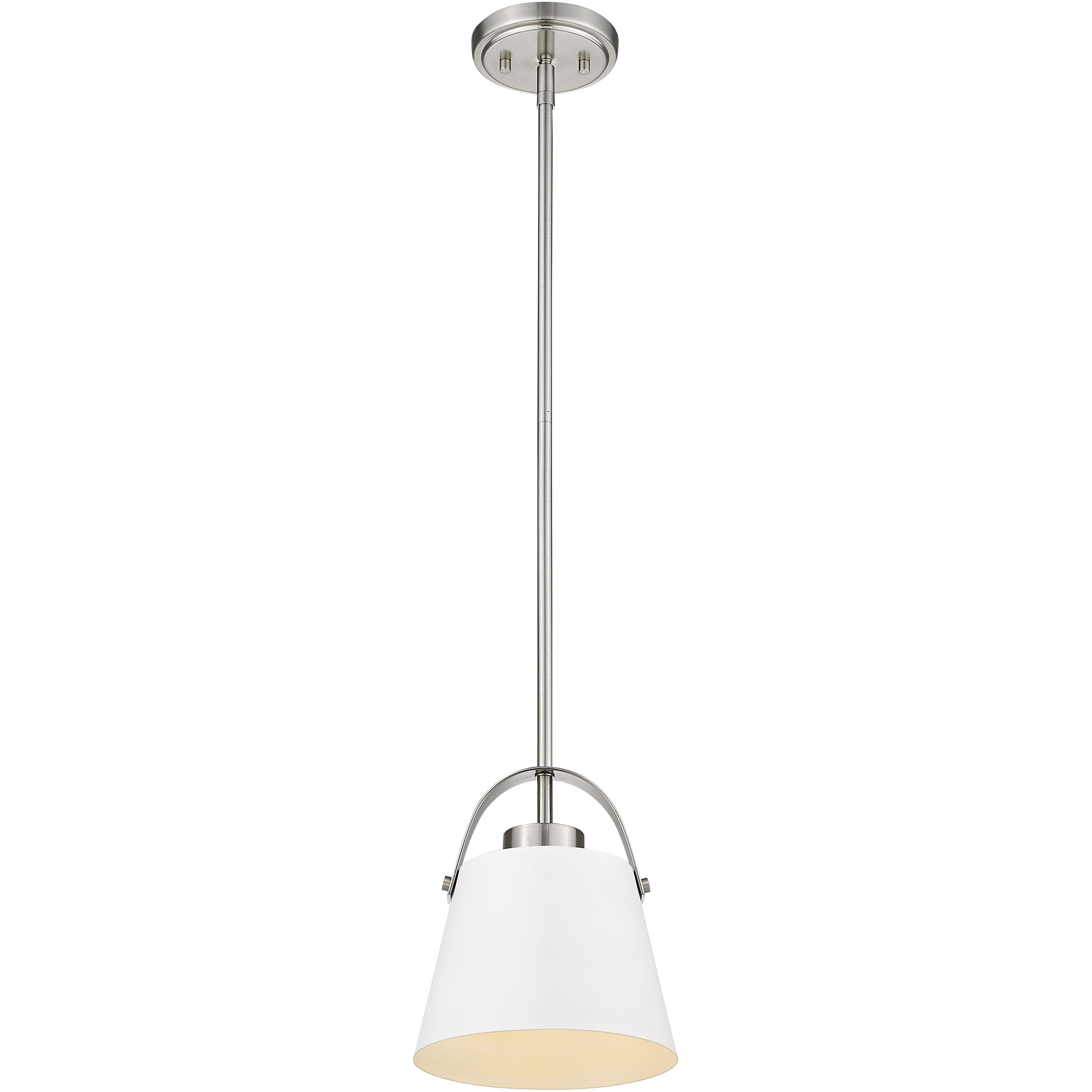 Z-Studio 1 Light 8 inch Matte White and Brushed Nickel Pendant Ceiling Light
