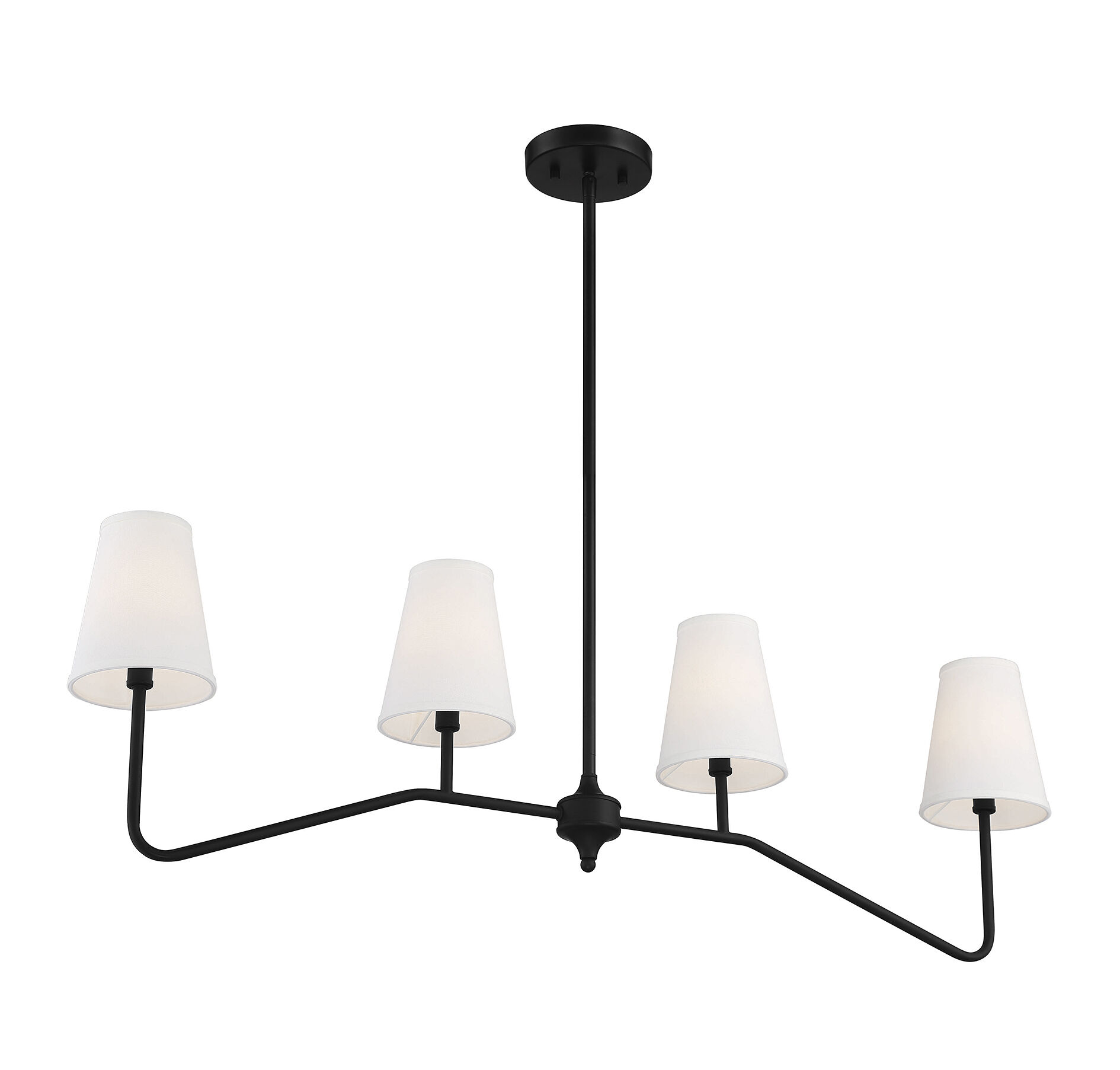 Modern 4 Light 40 inch Matte Black Linear Chandelier Ceiling Light