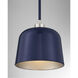 Vintage 1 Light 9 inch Navy Blue with Polished Nickel Pendant Ceiling Light