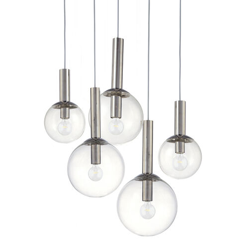 Bubbles 5 Light 21 inch Polished Nickel Pendant Ceiling Light